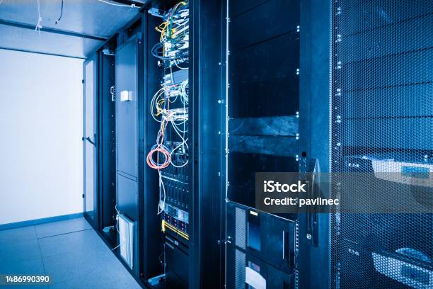 Server Racks Filled With Computer Hardware Inside Internet Datacenter ...