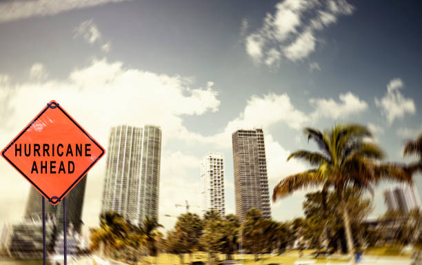 istock Hurricane road sign, Miami. 1486993283