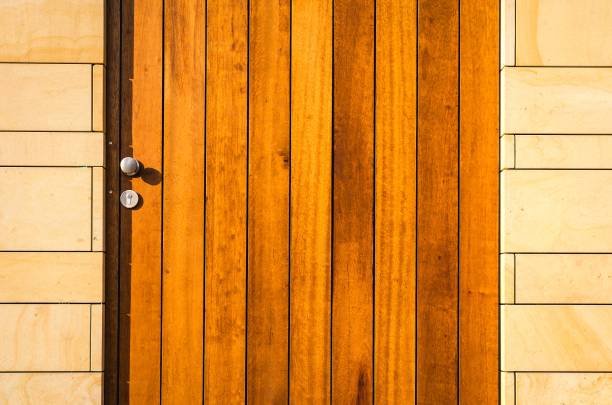 istock Wooden door to a modern house. 1486993694