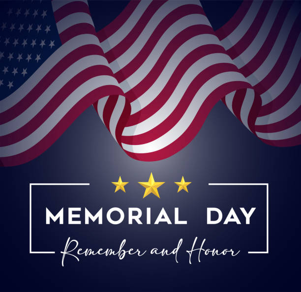istock Memorial Day Poster. Remember and Honor. United States Flag. 1486995284