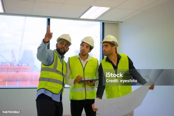 High Level Engineer Construction Engineer Are Working At High Level Building Stock Photo ...