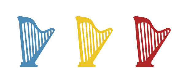 ilustrações de stock, clip art, desenhos animados e ícones de harp icon on a white background, vector illustration - celtic culture audio