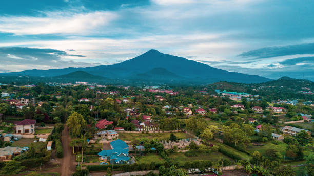 The landscape of Mount meru in Arusha, Tanzania The landscape of Mount meru in Arusha, Tanzania arusha region stock pictures, royalty-free photos & images
