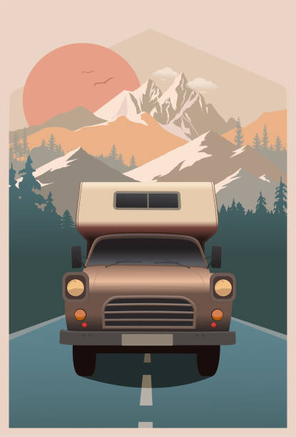 Road trip - ilustração de arte vetorial