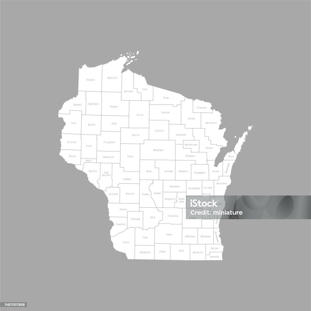 Wisconsin Map Basic Wisconsin Map Stock Illustration - Download Image Now - Abstract ...