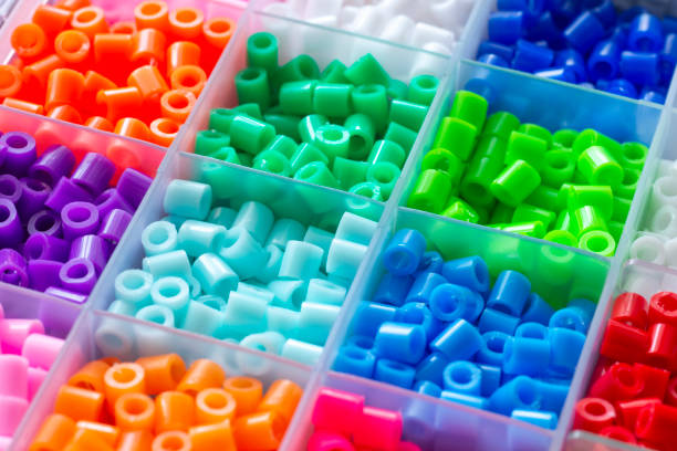 Mini beads box set. Innovative toy for children's creativity and motor skills development. A mix of cylinder shaped beads.