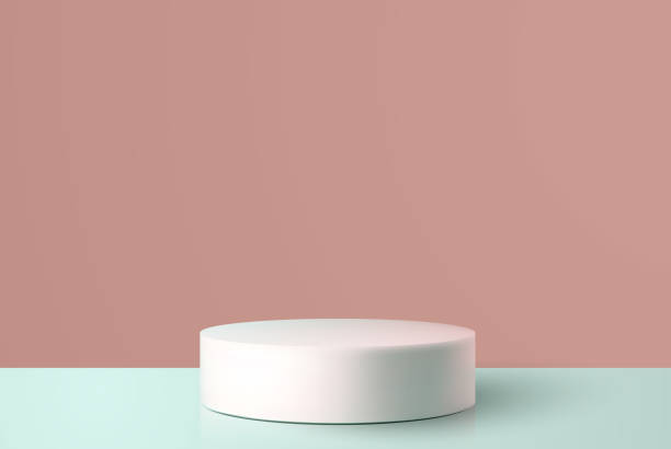 istock Minimal white cylindrical platform, podium, for advertising and product promotion. 1487009760