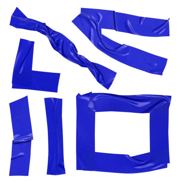 istock Blue insulating tape, adhesive of different shapes isolated elements 1487012924
