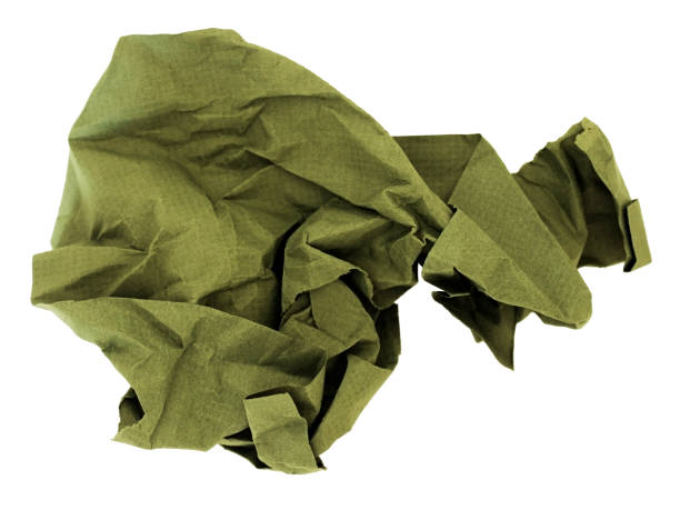 緑のテクスチャーは、厳しい影を持つしわくちゃの紙 - money roll audio ストックフォトと画像