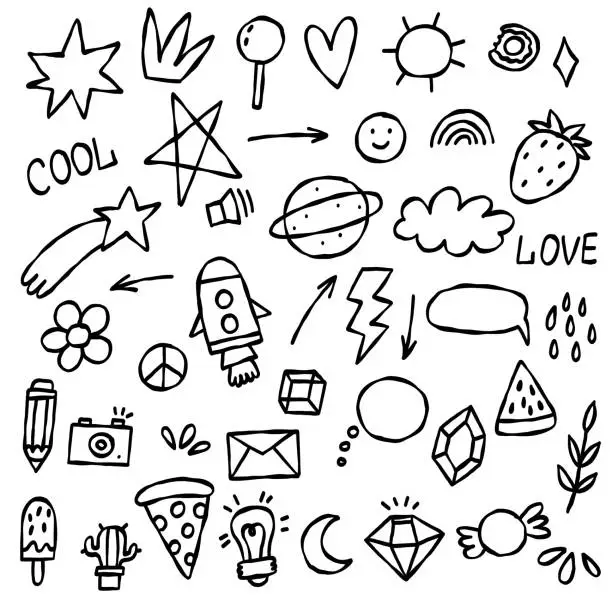 Vector illustration of Doodle decor elements collection