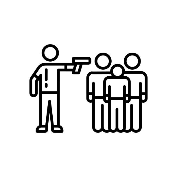 mass shooting symbol im vektor. logo - mass murder stock-grafiken, -clipart, -cartoons und -symbole