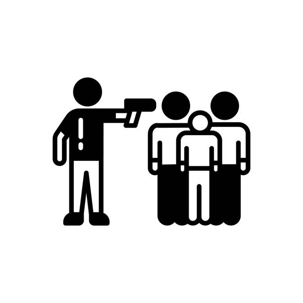 mass shooting symbol im vektor. logo - mass murder stock-grafiken, -clipart, -cartoons und -symbole