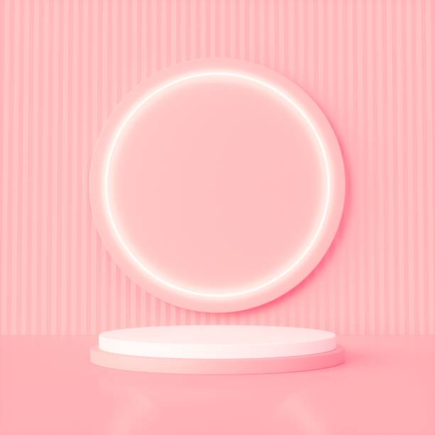 istock 3D Rendering stand podium for mockup product display 1487016597