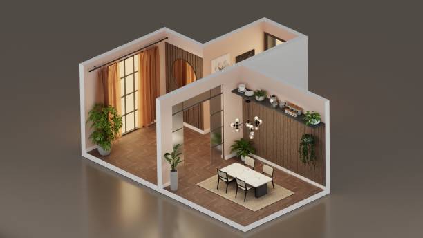istock Apartment isometric design. Room interior 3D 1487017158