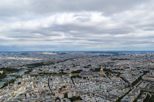 Paris, France - 08/18/2013: Eiffel Tower: View of Paris from the Eiffel Tower