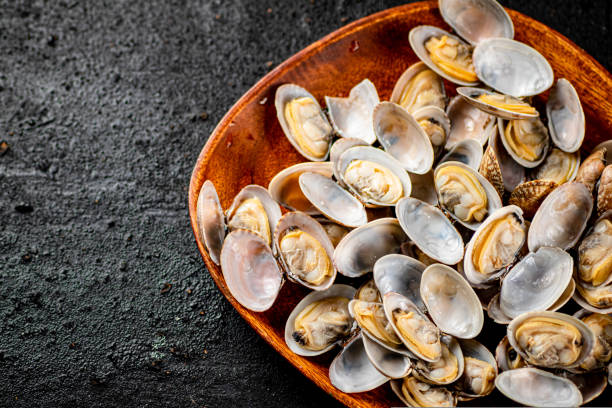 istock Vongole in a plate on the table. 1487024655