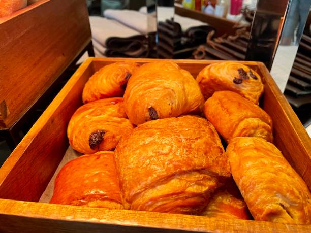 istock Baked bread stuffed with chocolate and cheese 1487028718