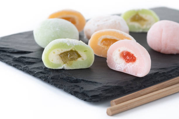 istock Japanese colorful mochi isolated on white background 1487028731