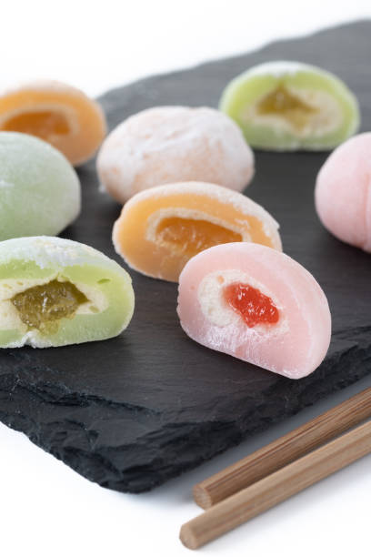 istock Japanese colorful mochi isolated on white background 1487028740
