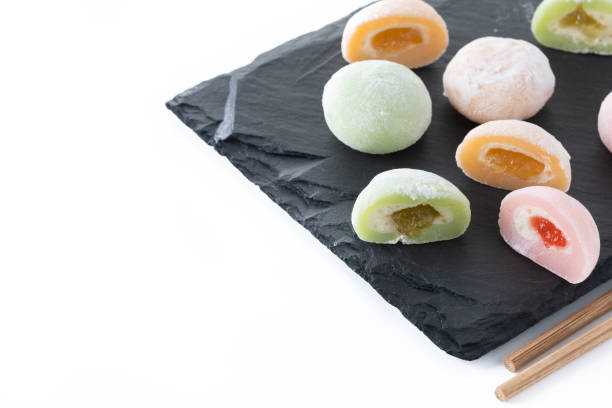 istock Japanese colorful mochi isolated on white background 1487028764
