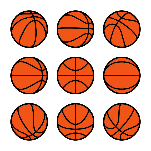 Collection of basketball balls vector art illustration