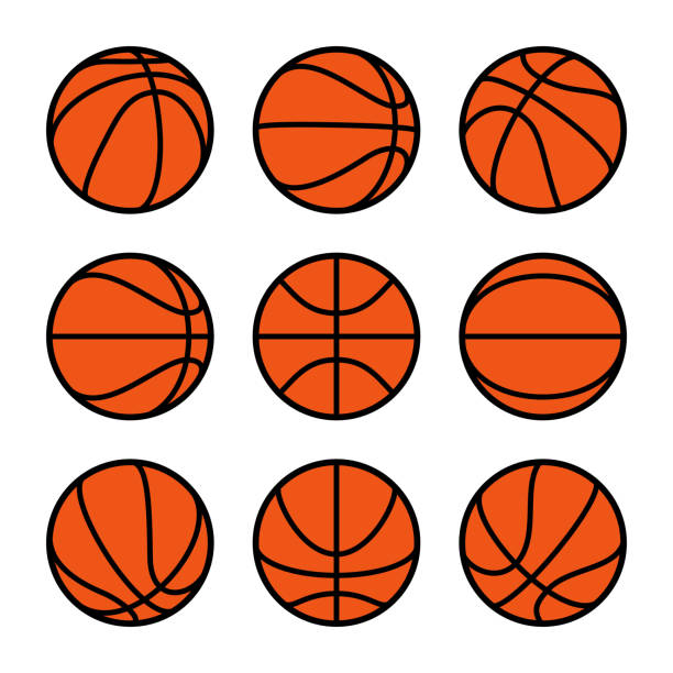 Collection of basketball balls Basketball balls set. Editable stroke. Carefully layered and grouped for easy editing. basketball ball stock illustrations