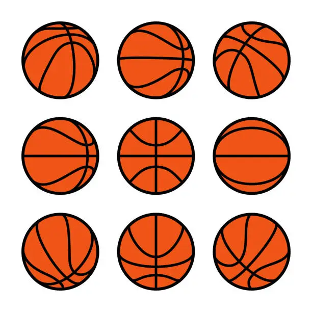 Vector illustration of Collection of basketball balls