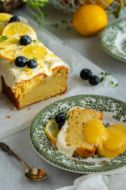 istock Lemon bundt cake with frosting,  blueberries and lemon slices. 1487034792