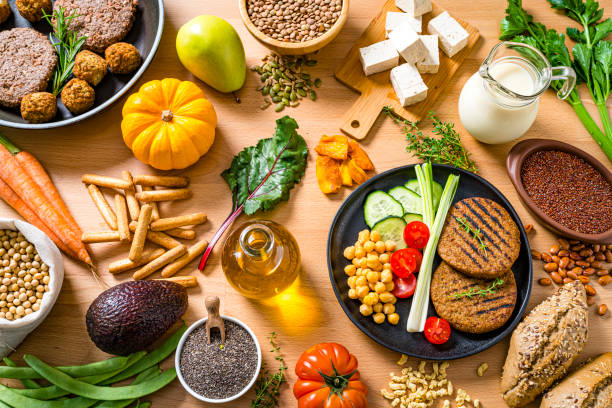 istock Table filled with plant-based food 1487039289