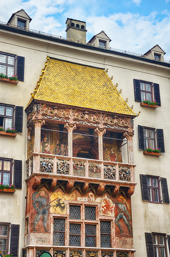 Golden Roof (Goldenes Dachl), Innsbruck, Austria. It was constructed for Emperor Maximilian I to mark his wedding to Bianca Maria Sforza