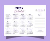 istock 2023 calendar yearly, template planner. Abstract purple color background. 1487041169