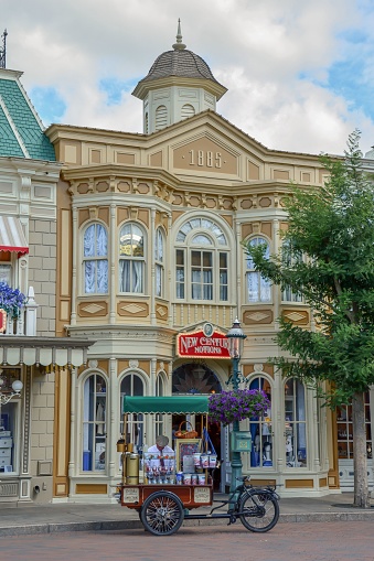 Paris, France – May 26, 2021: A beautiful view of streets in Disneyland in Paris in France