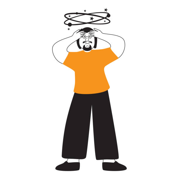 istock Young man with vertigo.Person holds his hands on head.Sick man having dizzy symptom. 1487041891