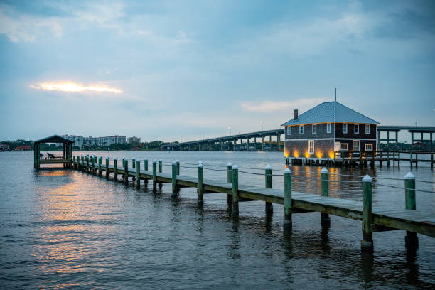 istock Wooden pier by the Halifax River in Ormond Beach, FL 1487043387