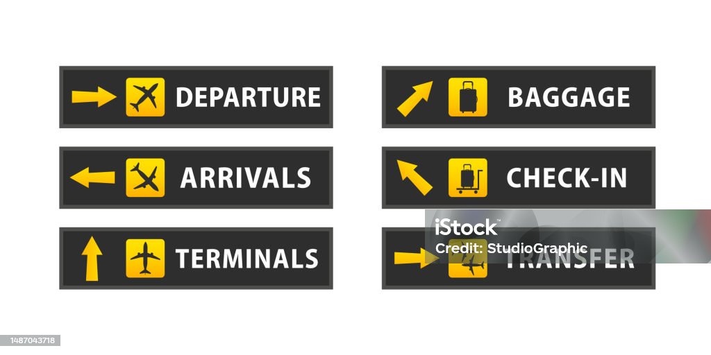 Airport Sign Departure Arrival Travel Icon Vector Airport Board Airline ...