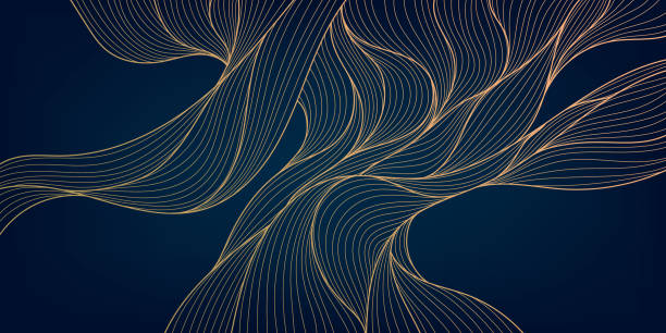 Vector abstract luxury golden wallpaper, wavy line art background. Organic dynamic pattern, texture for print, wall art, packaging design Vector abstract luxury golden wallpaper, wavy line art background. Organic dynamic pattern, texture for print, wall art, packaging design. organic swirl pattern stock illustrations