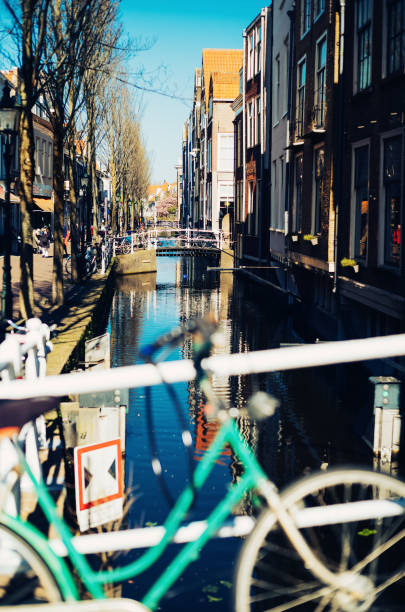 Houses at Voldersgracht (canal), Delft, South Holland, Netherlands