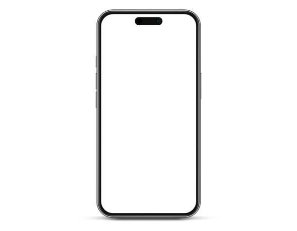 istock 3D realistic high quality smartphone mockup with isolated background. Smart phone mockup collection. Device front view. 3D mobile phone with shadow on white background. 1487048369