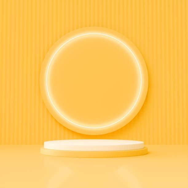istock 3D Rendering stand podium for mockup product display 1487048461