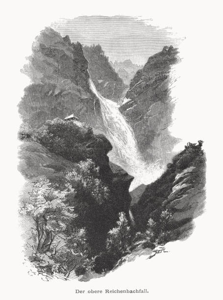 istock Reichenbach Falls, Bernese Oberland, Switzerland, wood engraving, published in 1877 1487048829
