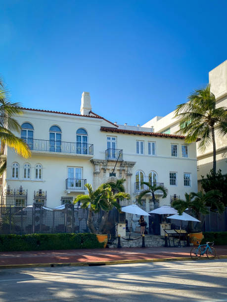 Casa Casuarina, also known as the Versace Mansion, in Miami Beach, Florida, USA Miami Beach, Florida, USA - November 1, 2022: The Casa Casuarina, also known as the Versace Mansion, against blue sky 1 hotel south beach stock pictures, royalty-free photos & images