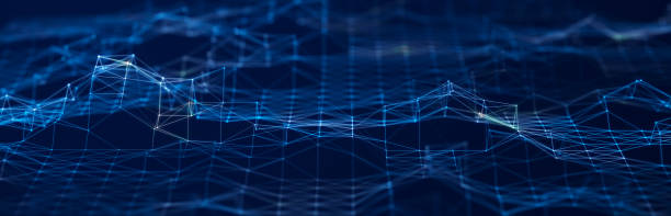 istock Abstract illustration with connected dots and lines. Digital network background. The concept of science, technology. 3D 1487058744