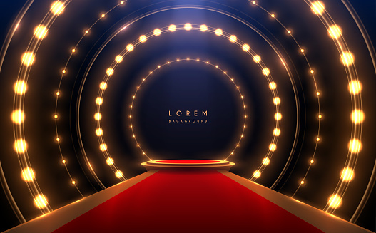 Stage with circle lights background in vector