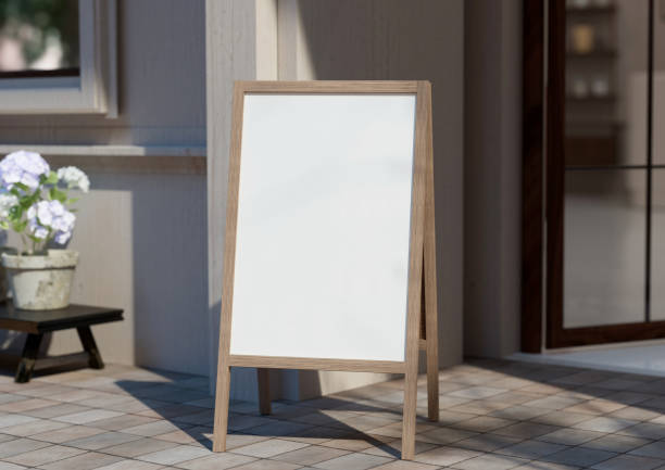 istock Wedding white Board, welcome sign, Seating chart Mockup , outdoors. Greeting template with clipping path. 1487064876