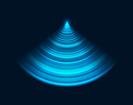 Radar sonar, Wi Fi sensor wave or signal sound scanner, vector blue light effect. Wireless technology digital radar or sonar radial waves for motion detection or Wi Fi connection and radio signal