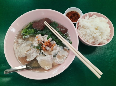 Pork Clear Soup with Rice - Bangkok Street food.