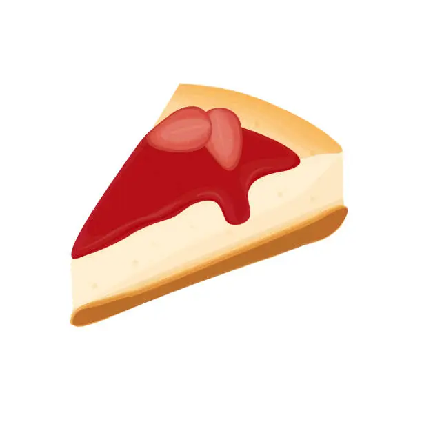 Vector illustration of A Slice Of Strawberry Cheese Cake