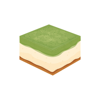 Matcha Green Tea Flavor Cheese Cake Box vector illustration