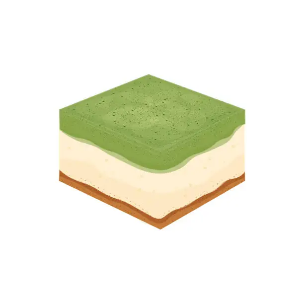 Vector illustration of Matcha Green Tea Cheese Cake Box