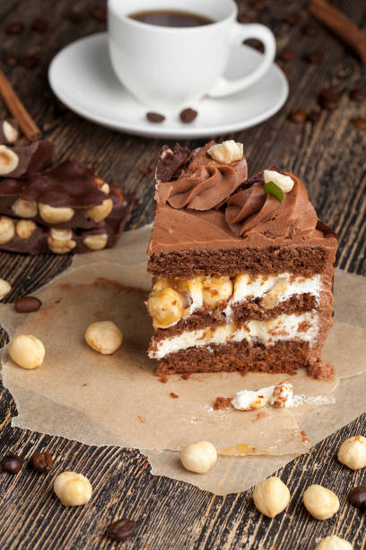 istock Sweet cake with chocolate cakes and salted caramel with nuts 1487075546